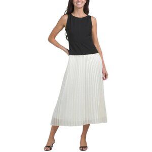 MOON RIVER Drop Waist Mixed Media Dress